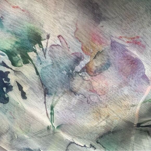 MISA Victorine Floral High-Low Maxi Chiffon Dress in Abstract Watercolor XS NEW - Picture 10 of 11